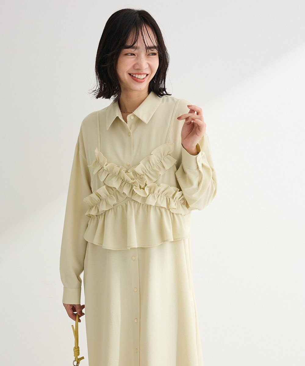 Green Parks ＳＥＴ２点フリルビスチェ＋シャツワンピース 
