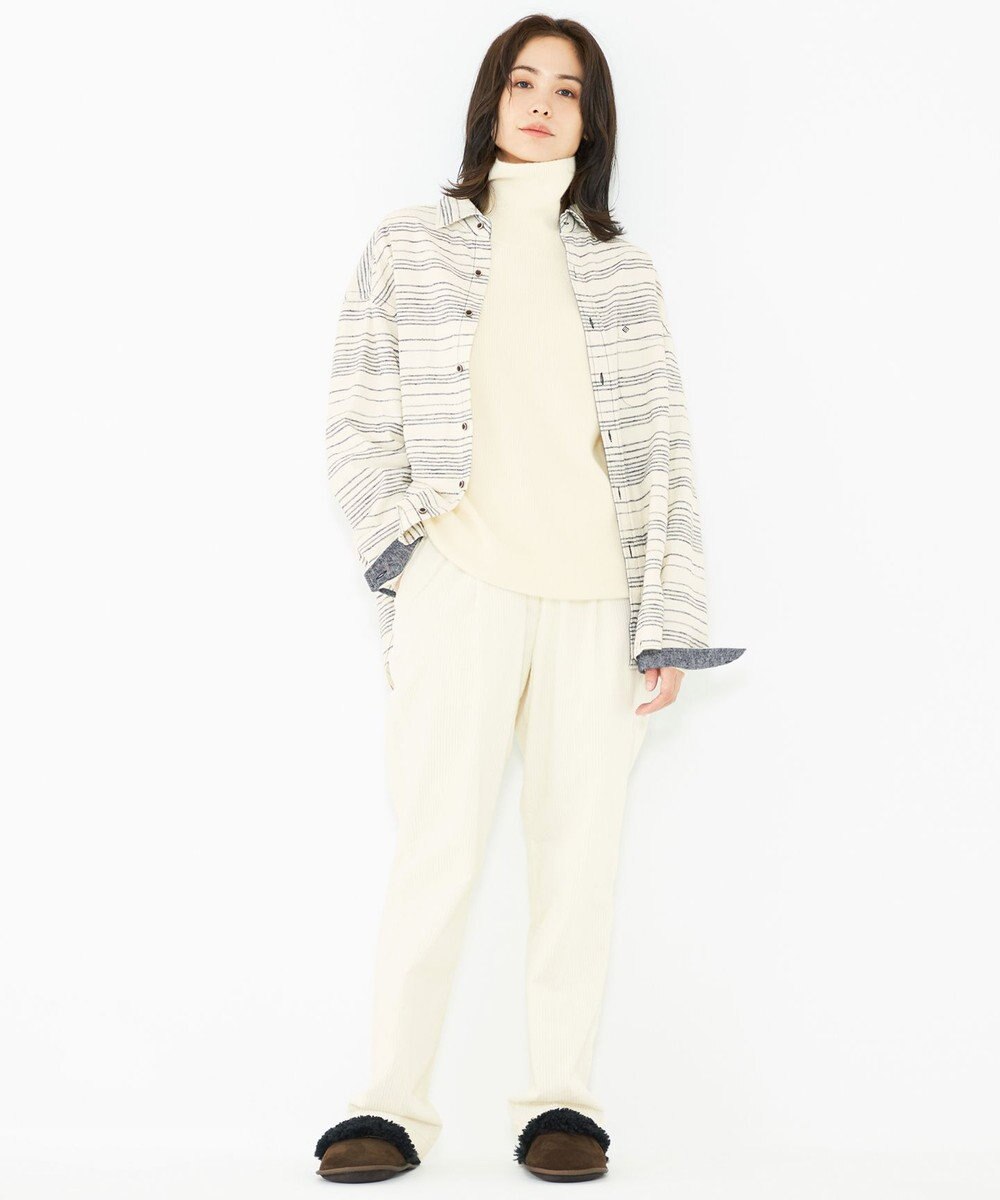 JOSEPH ABBOUD MOUNTAIN 【SPACE／UNISEX】OGスラブシャンブレーマルチボーダー シャツ 