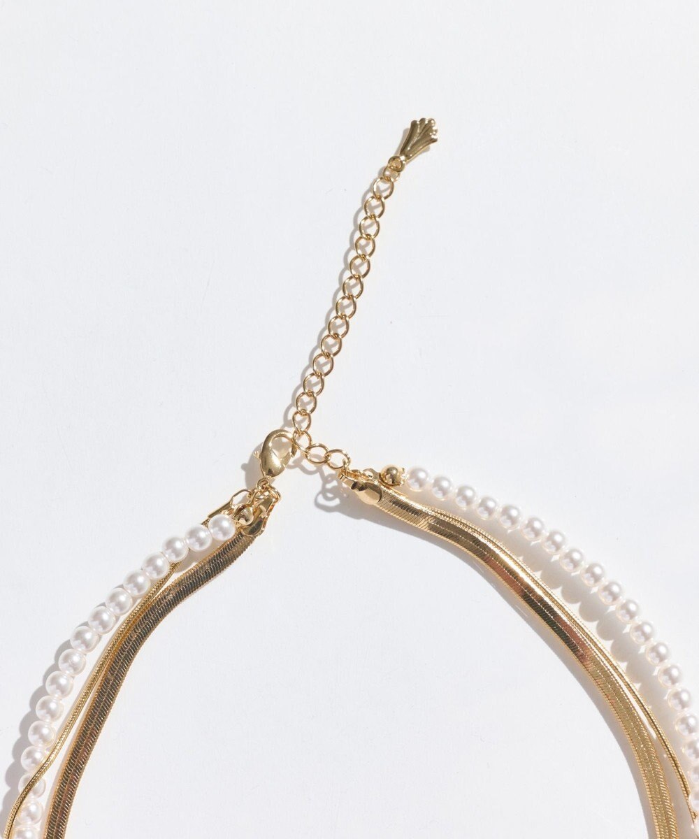 Phoebe パールミックスチェーン3連ネックレス 