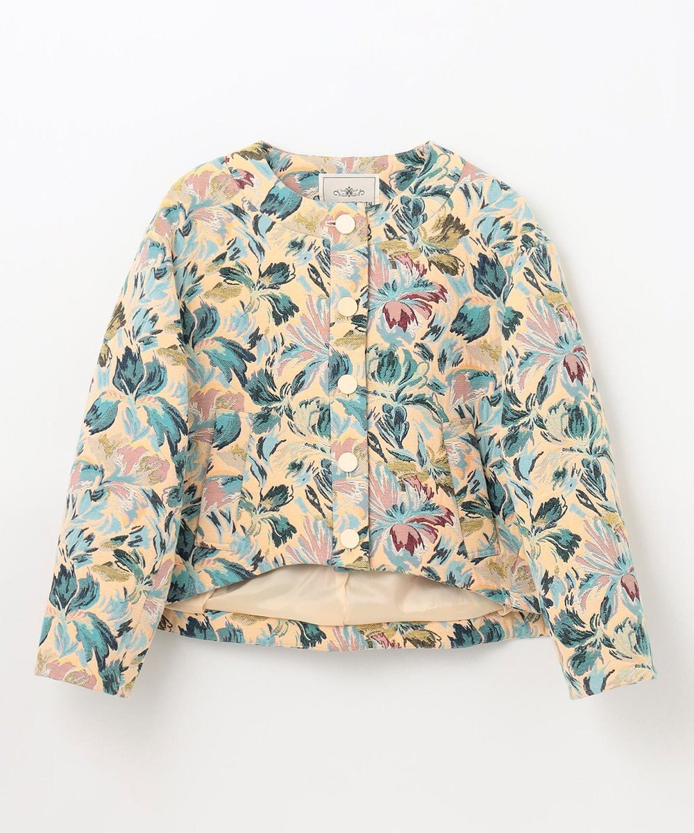 GRACE CONTINENTAL フラワージャガードノーカラージャケット 