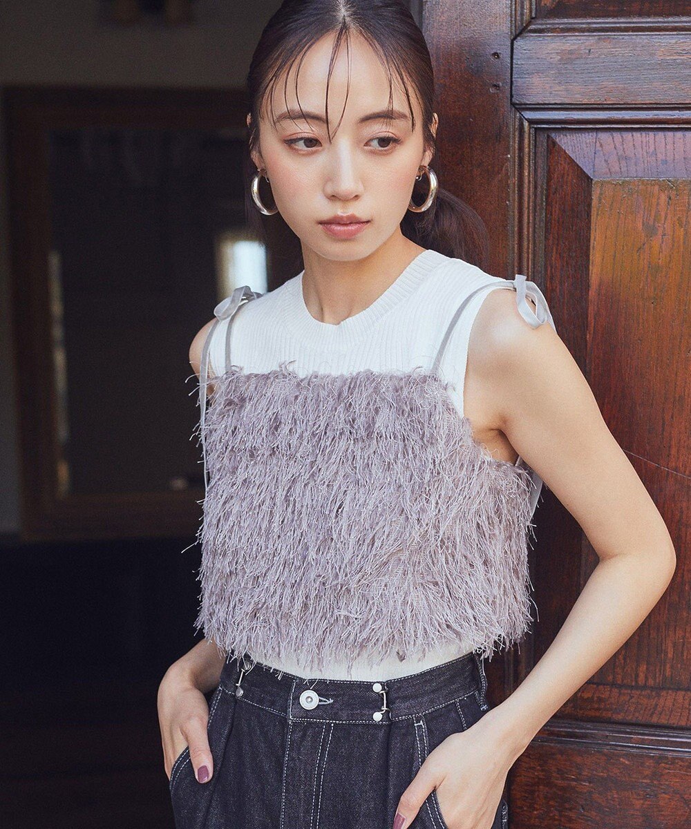 earth music&ecology ラメミックスフェザービスチェ 