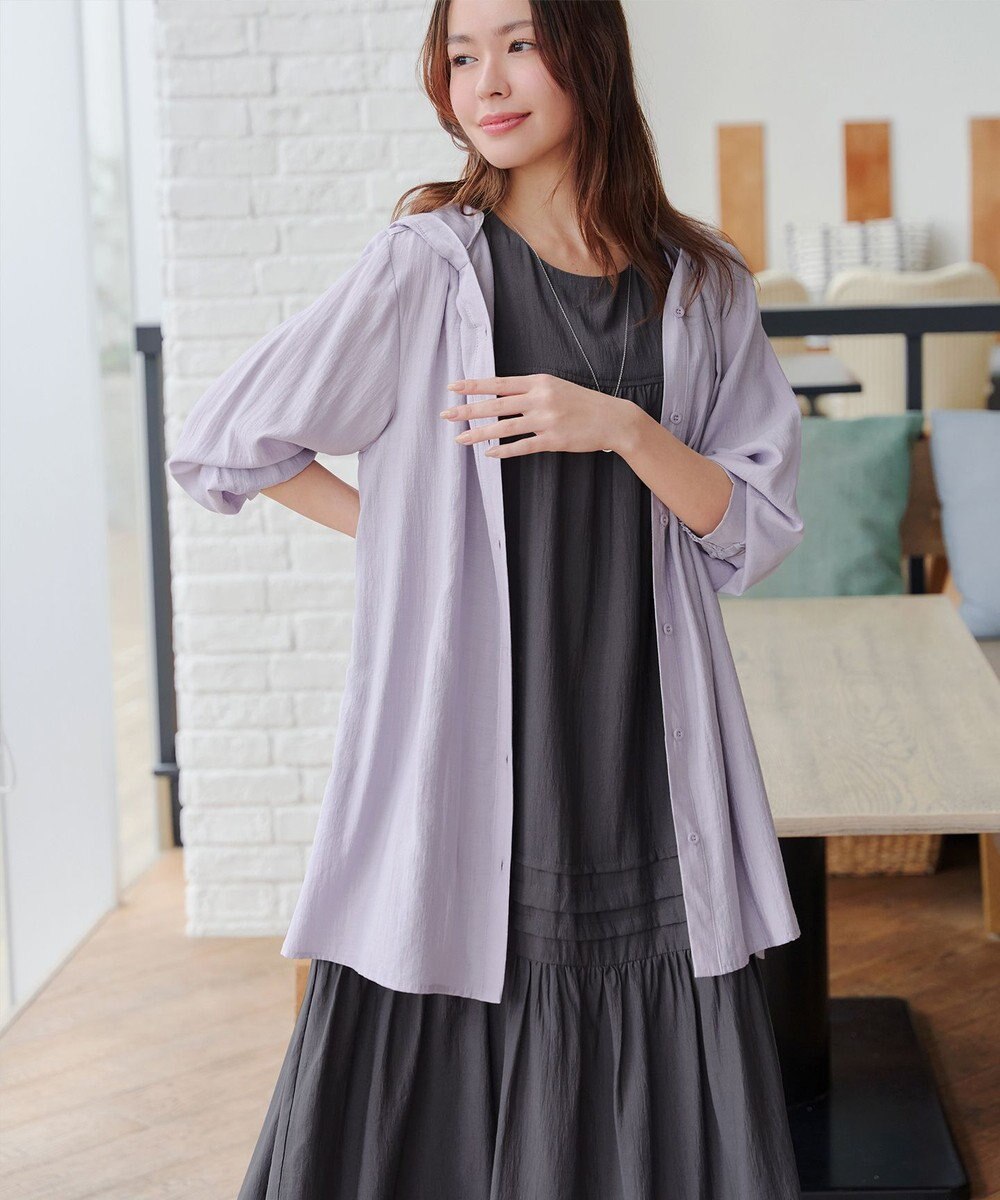 Tiaclasse 【小倉優子さん着用・洗える・XSサイズ】麻調ピンタックロングワンピース 