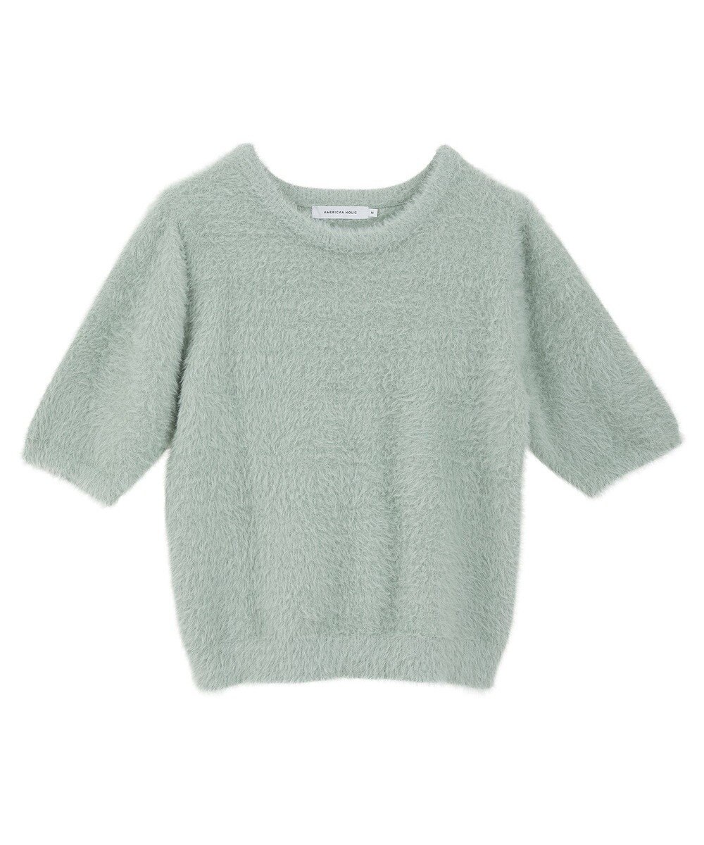 AMERICAN HOLIC フェザー半袖ニットプルオーバー 