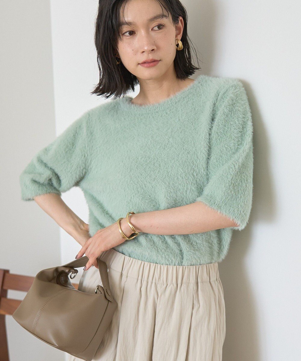 AMERICAN HOLIC フェザー半袖ニットプルオーバー 