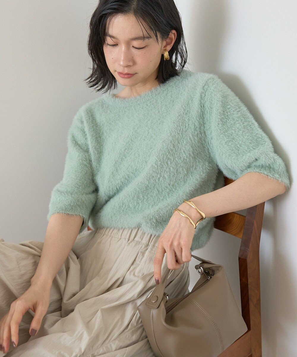 AMERICAN HOLIC フェザー半袖ニットプルオーバー 