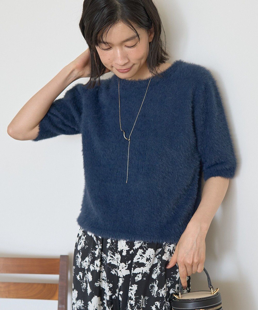 AMERICAN HOLIC フェザー半袖ニットプルオーバー 