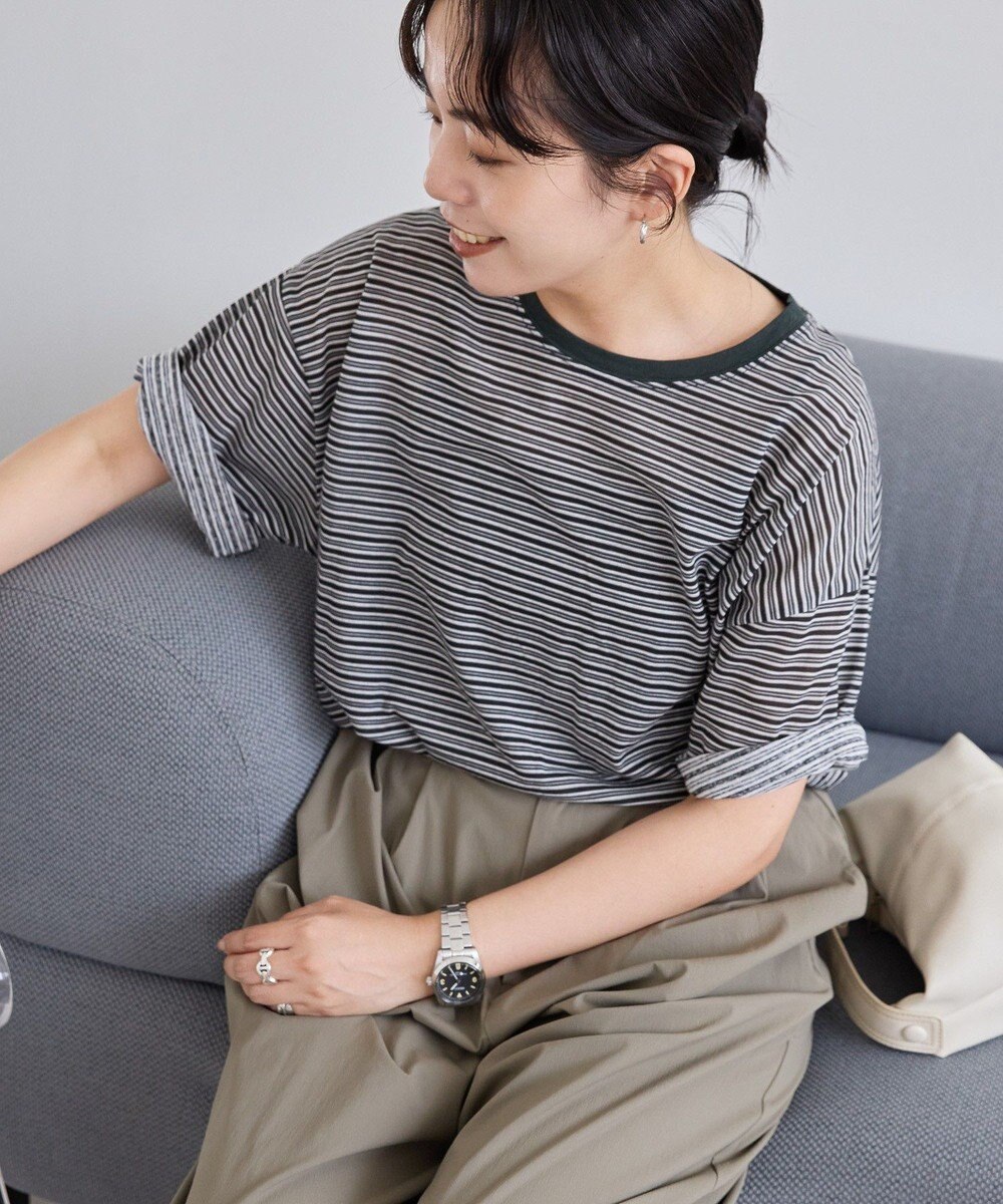 AMERICAN HOLIC シアーレトロボーダー半袖プルオーバー 