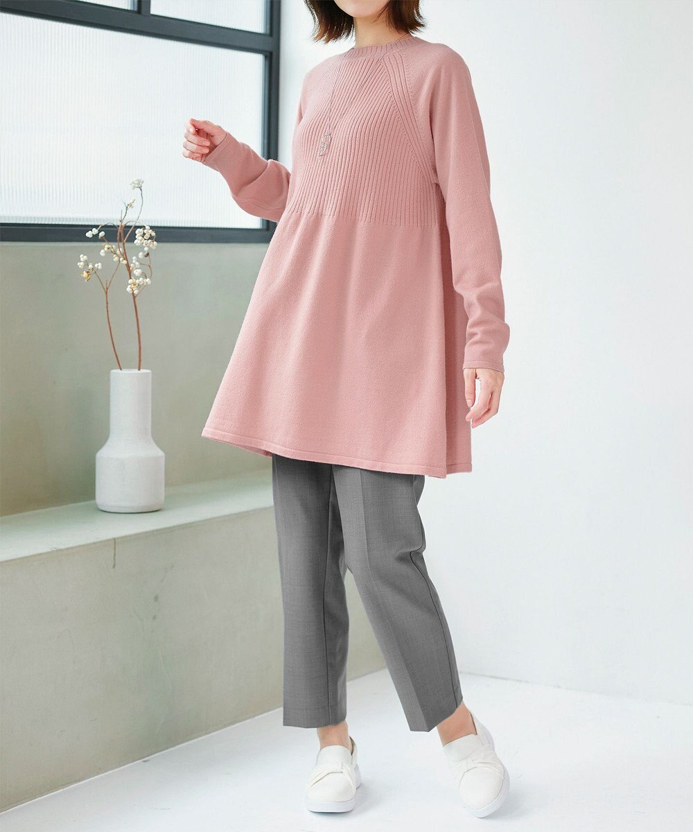 Tiaclasse 【新色追加・洗える】ミドルリブニットチュニック 