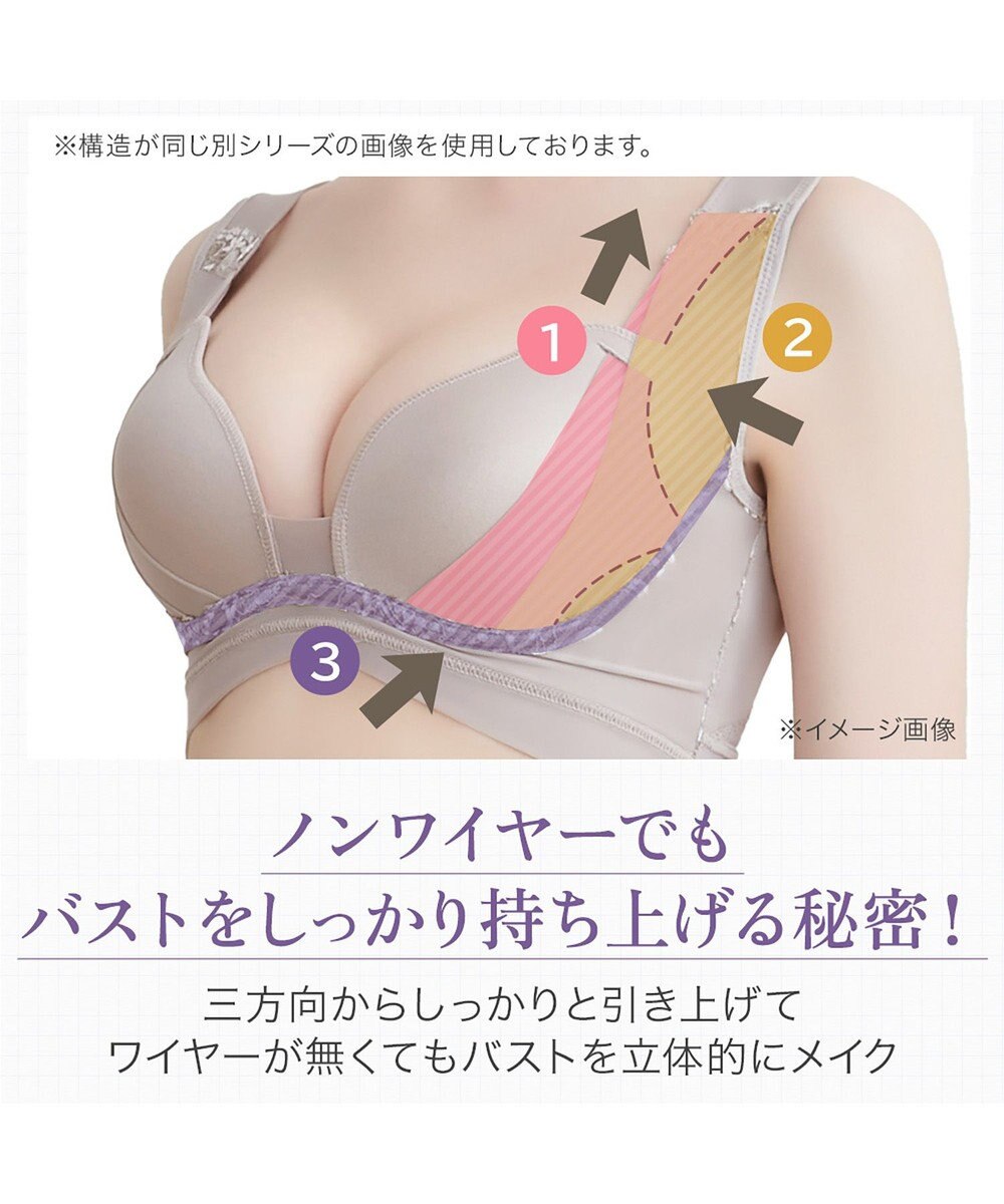 BRADELIS New York 【BRADELIS NewYork peace】綿混ハイブリッド・デイリーハートカップブラ24 バストを脇からしっかり包みホールドするノンワイヤー補正ブラ 