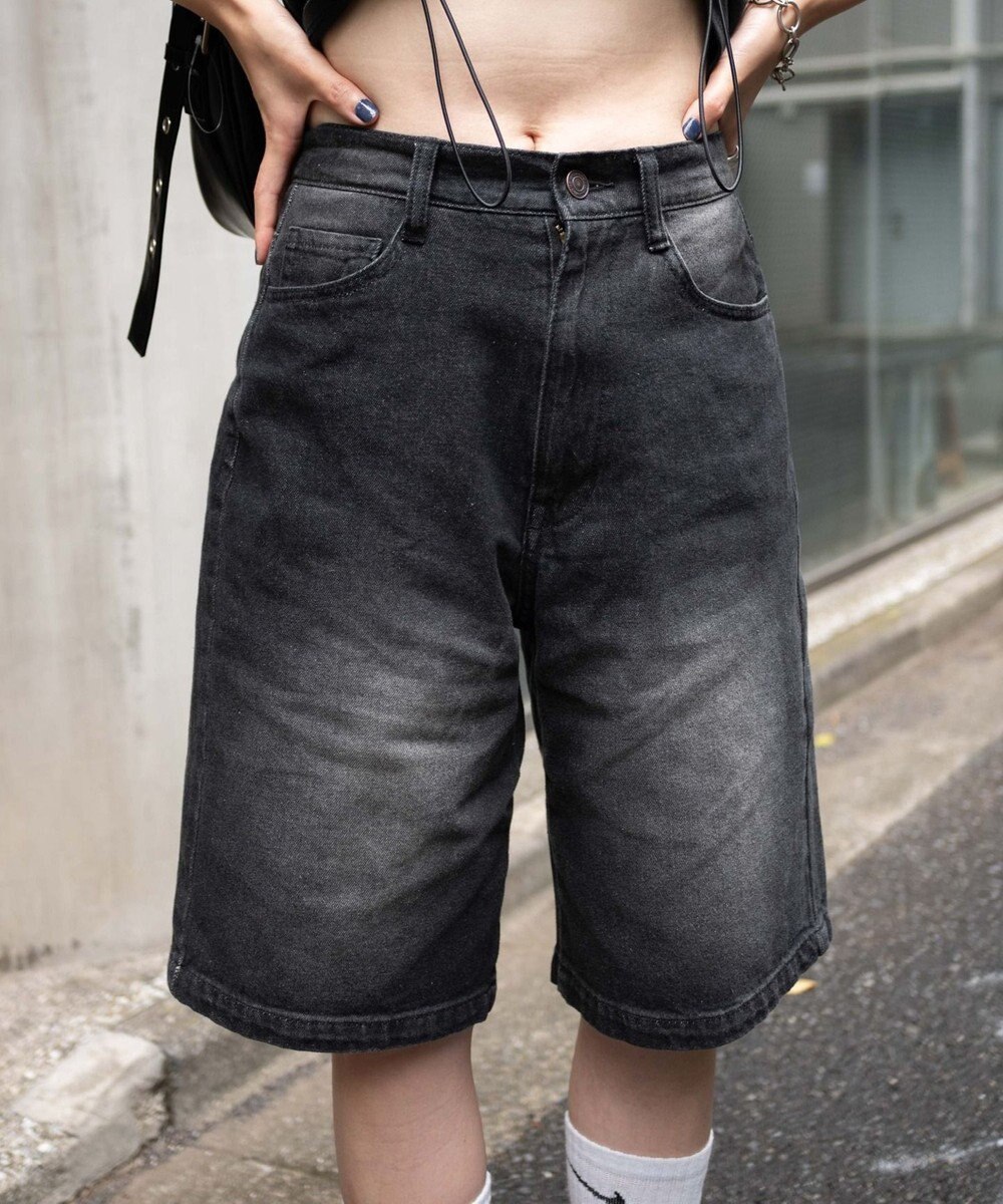 WEGO 【新色追加】ヴィンテージウォッシュデニムハーフパンツ 