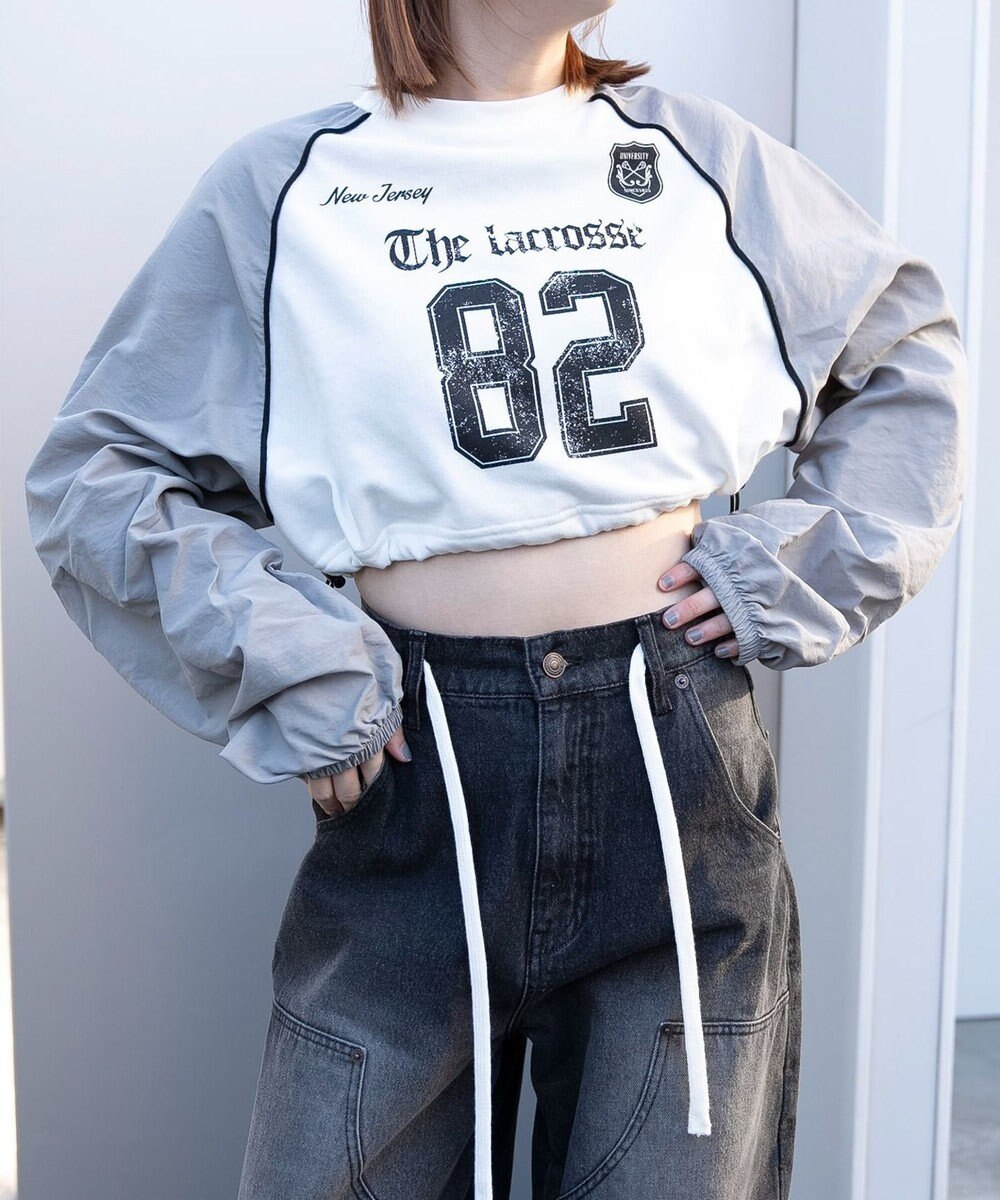 WEGO ナイロンスリーブナンバリングスウェット 