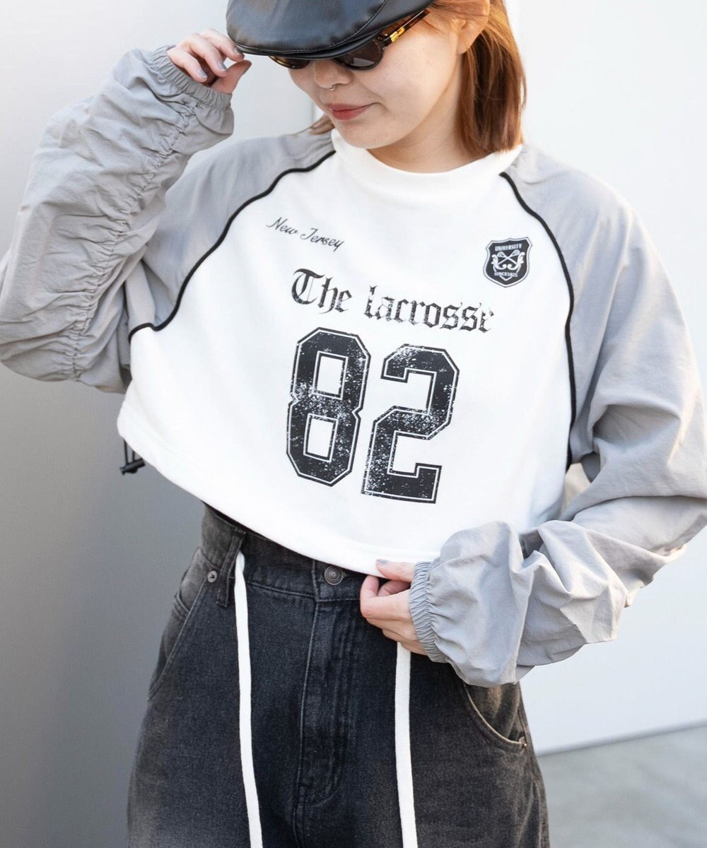 WEGO ナイロンスリーブナンバリングスウェット 