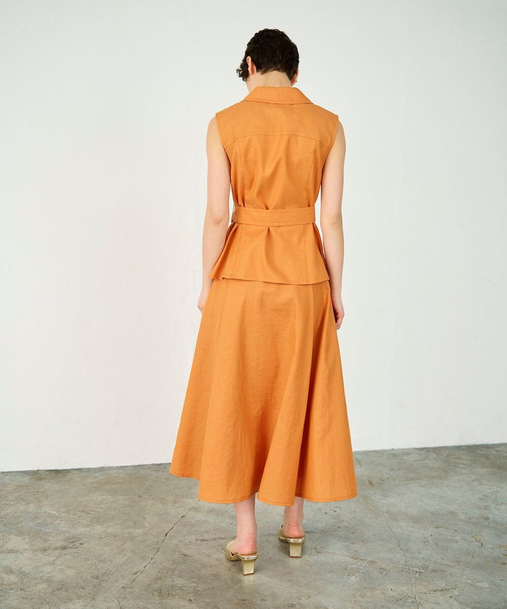 GRACE CONTINENTAL リネンタッチタックフレアスカート 