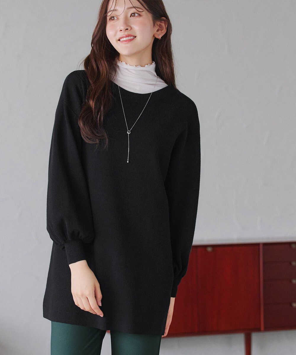 Tiaclasse L 【安田美沙子さん着用・洗える】ボリュームパフスリーブニットチュニック 