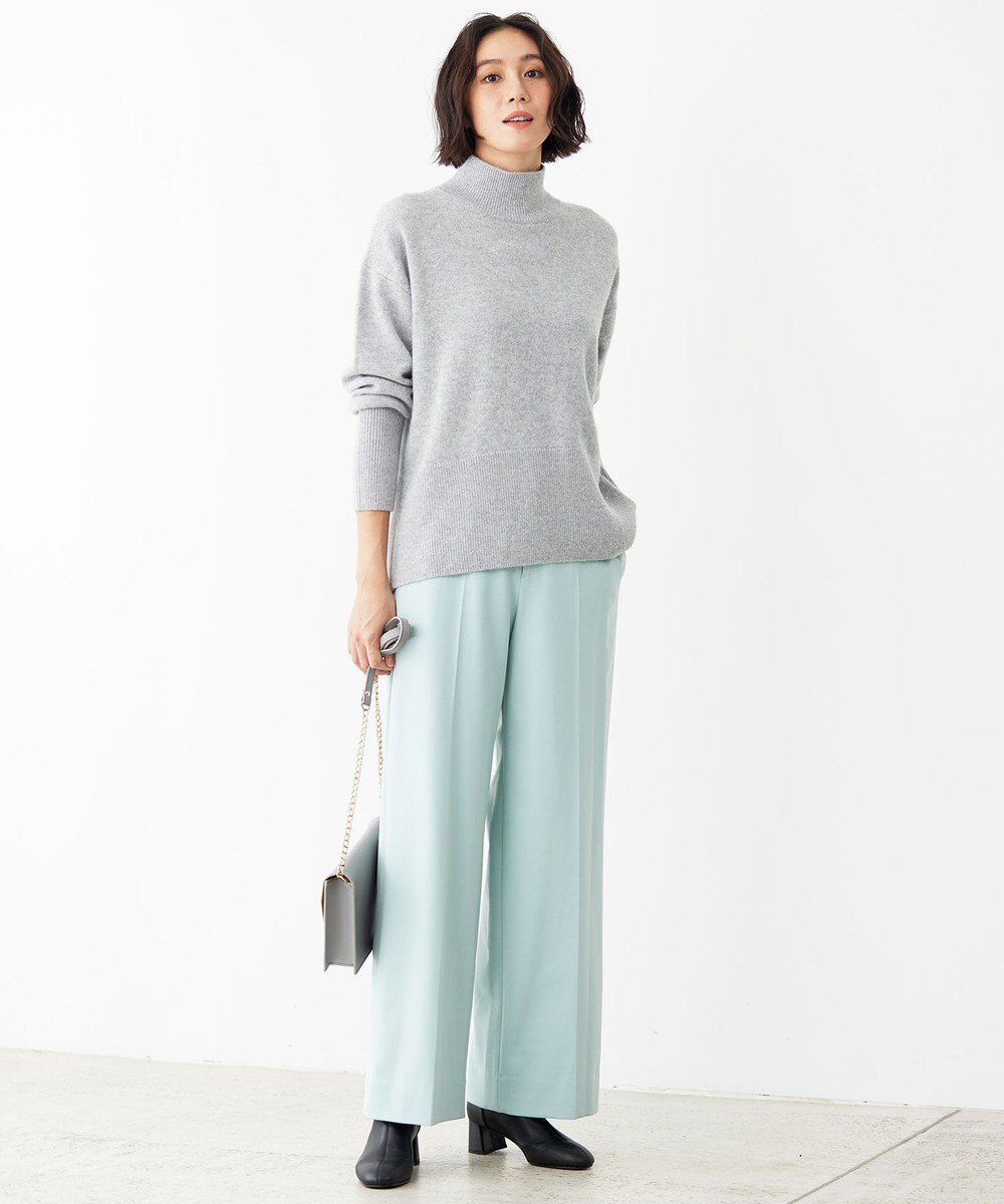 自由区 【撥水加工・洗える】TRギャバ裏起毛ワイド パンツ 