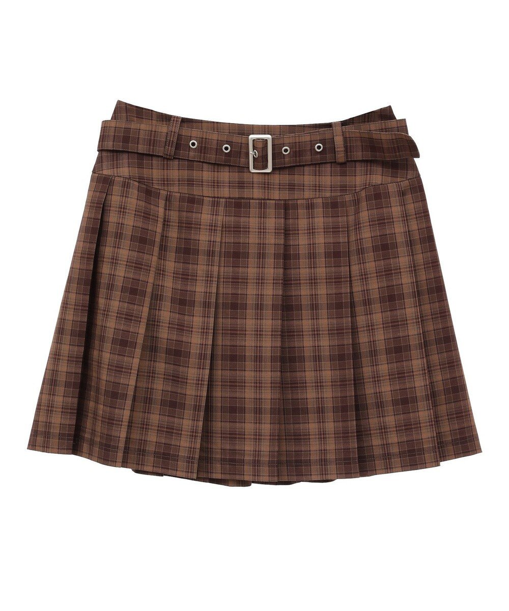 earth music&ecology ベルト付きプリーツミニスカート 