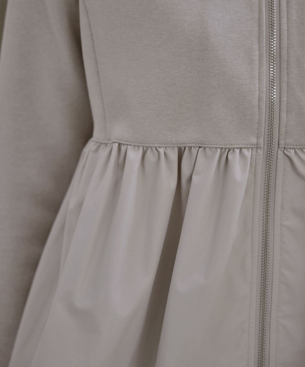 Tiaclasse L 【洗える】異素材ジップフレアパーカー 