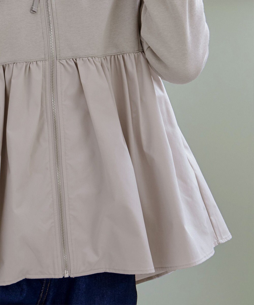 Tiaclasse L 【洗える】異素材ジップフレアパーカー 