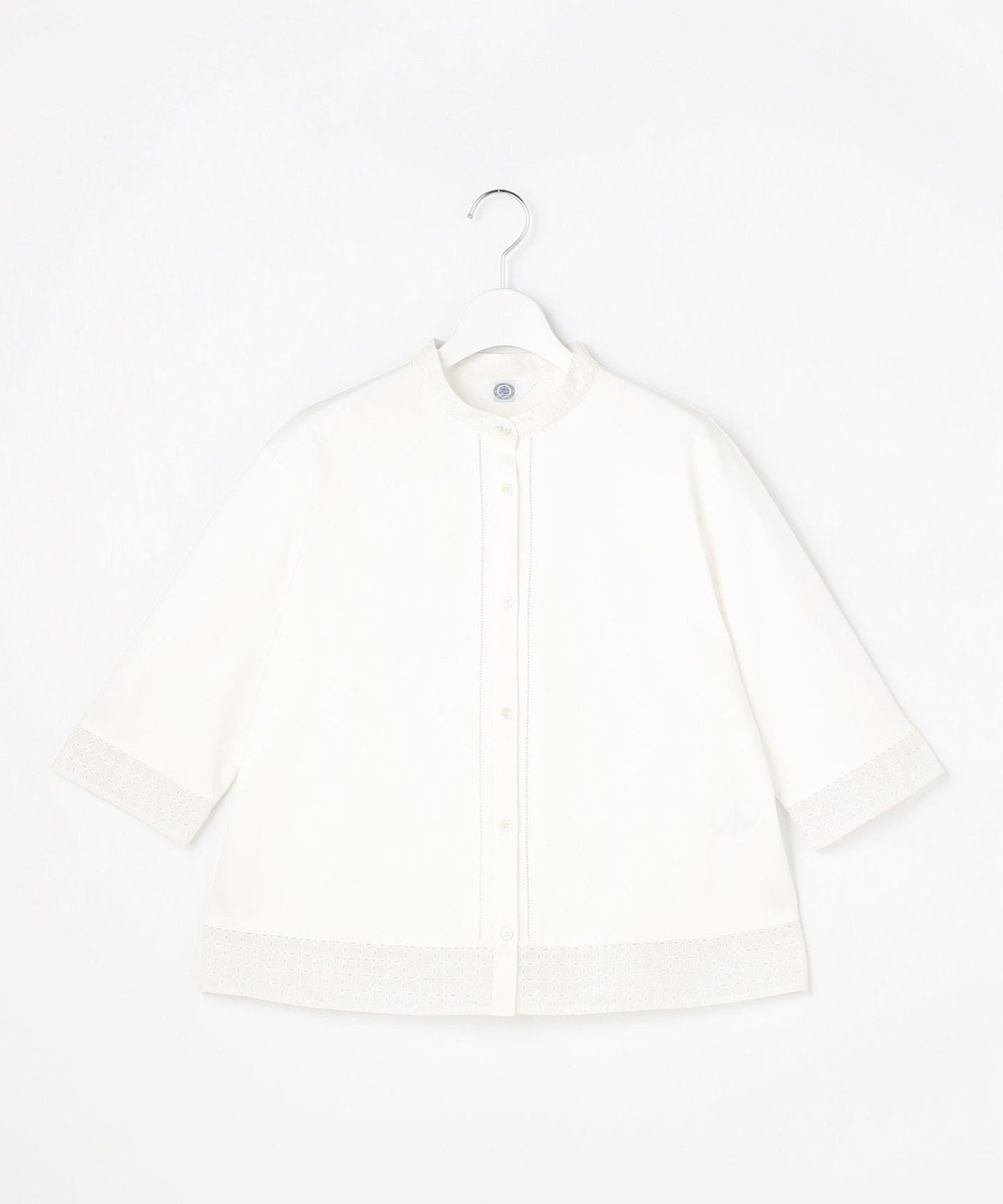 J.PRESS LADIES エンブロコンビ シャツジャージー バンドカラー カットソー 