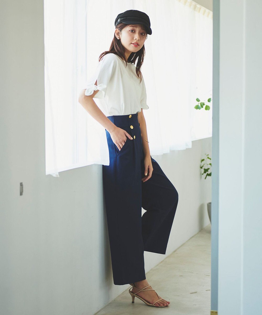 Feroux 【UVケア】リボンスリーブドルマン Tシャツ 