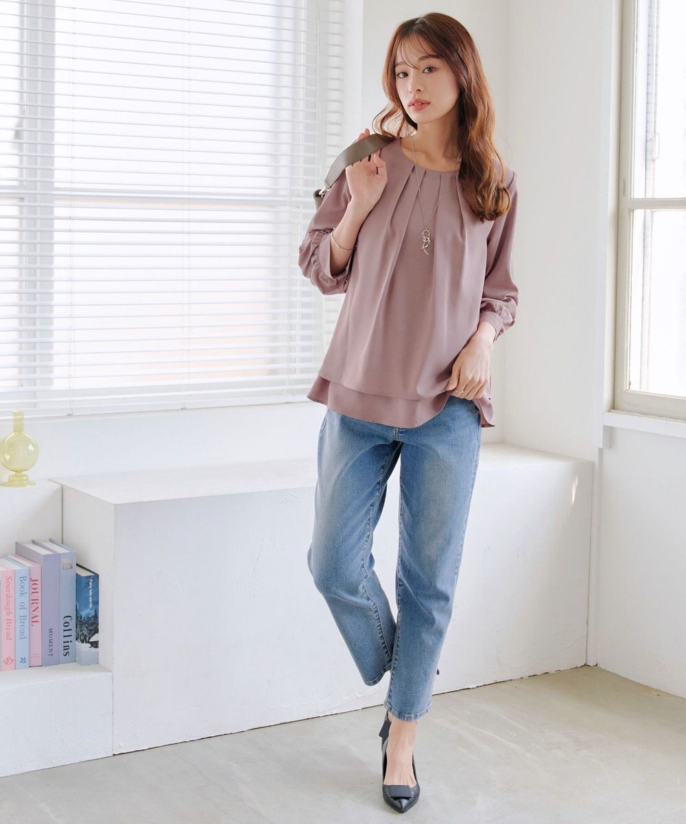 Tiaclasse 【新色追加・洗える】つまみタック袖レイヤードブラウス 