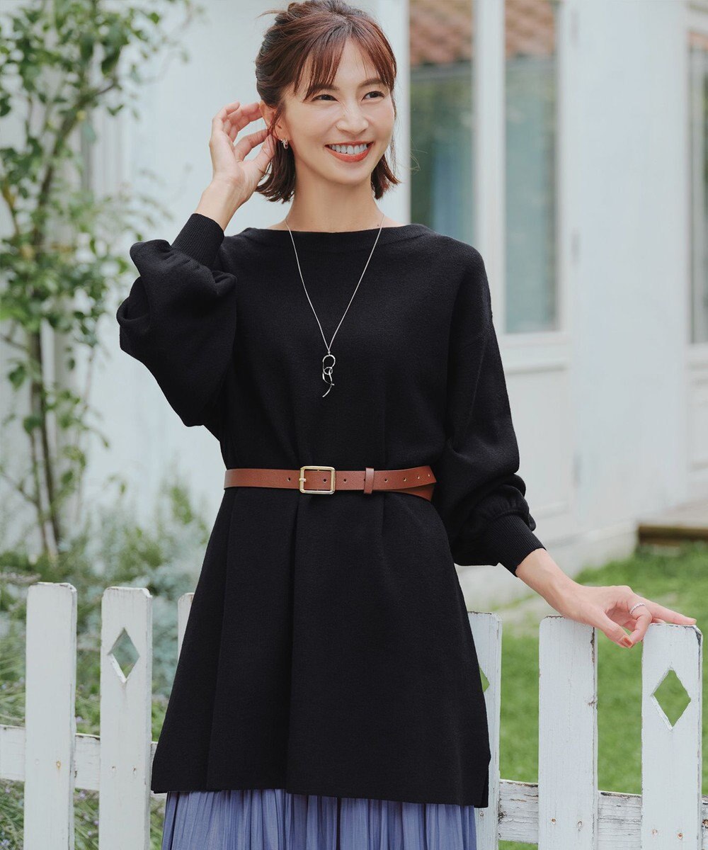 Tiaclasse L 【安田美沙子さん着用・洗える】ボリュームパフスリーブニットチュニック 