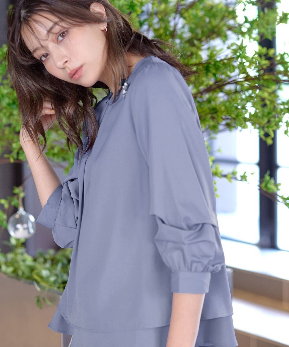 Tiaclasse 【新色追加・洗える】つまみタック袖レイヤードブラウス 