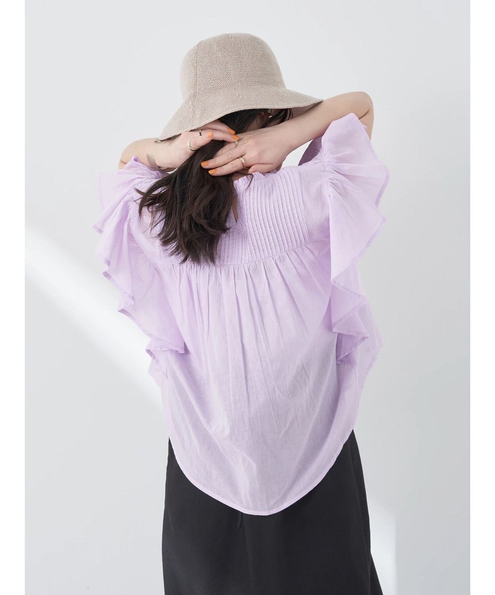 earth music&ecology コットンボイルフリルブラウス 