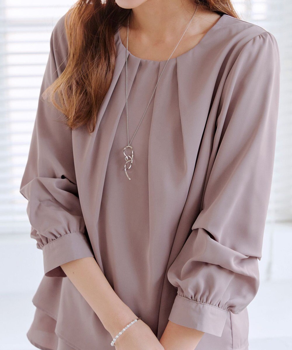 Tiaclasse 【新色追加・洗える】つまみタック袖レイヤードブラウス 