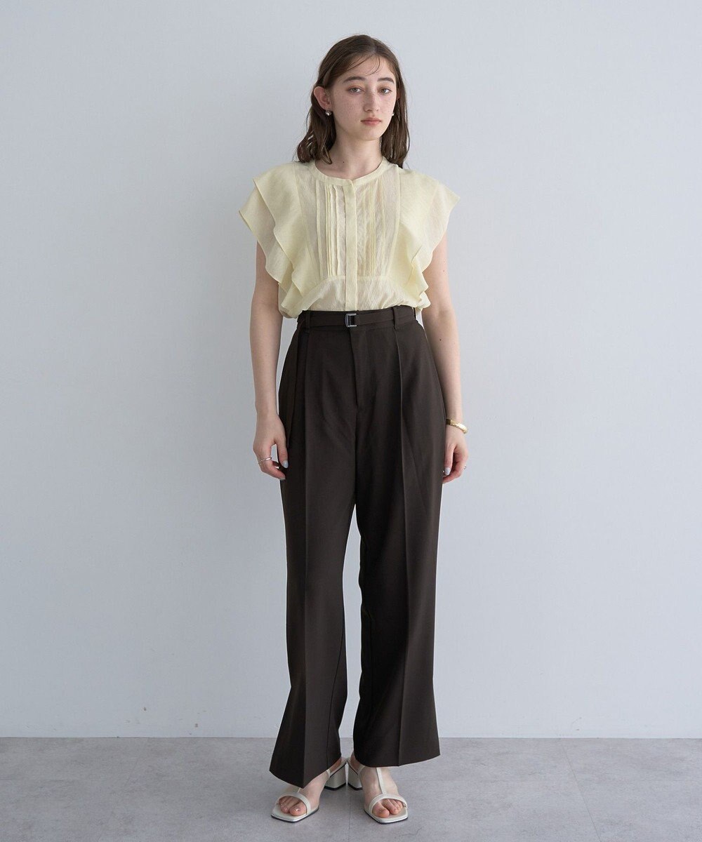 YECCA VECCA ベルト付きタックストレートパンツ 