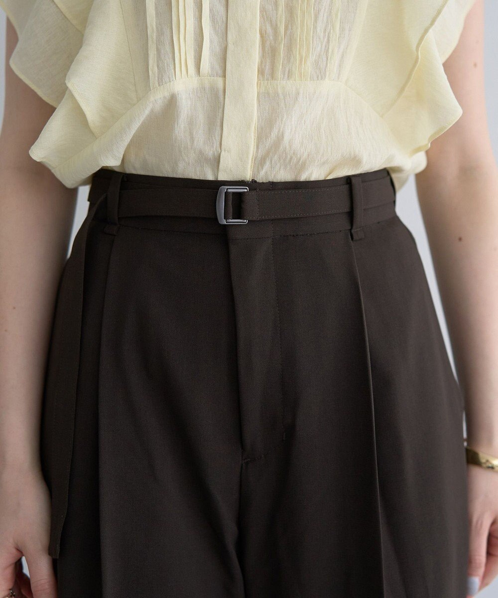 YECCA VECCA ベルト付きタックストレートパンツ 