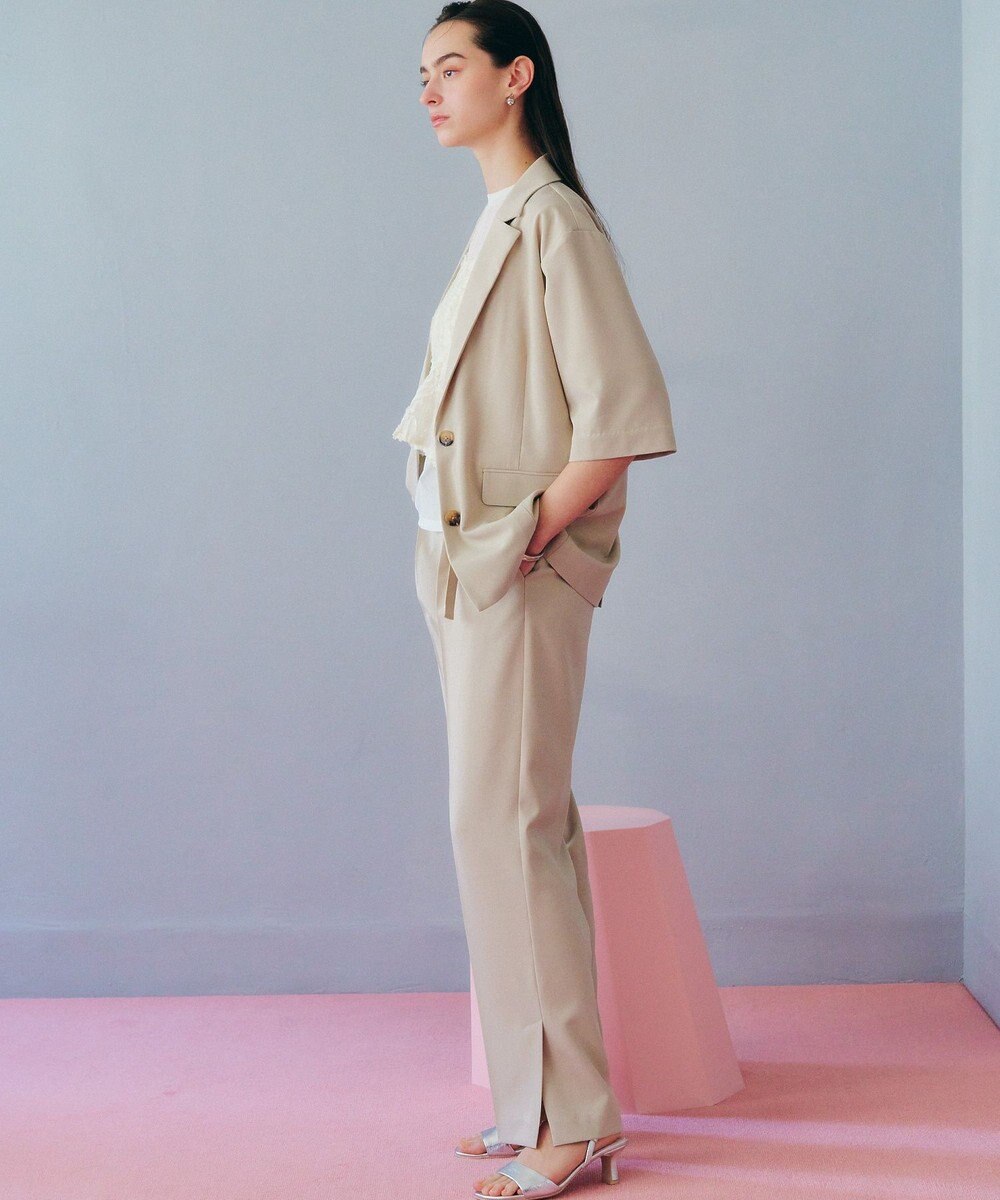 YECCA VECCA ベルト付きタックストレートパンツ 