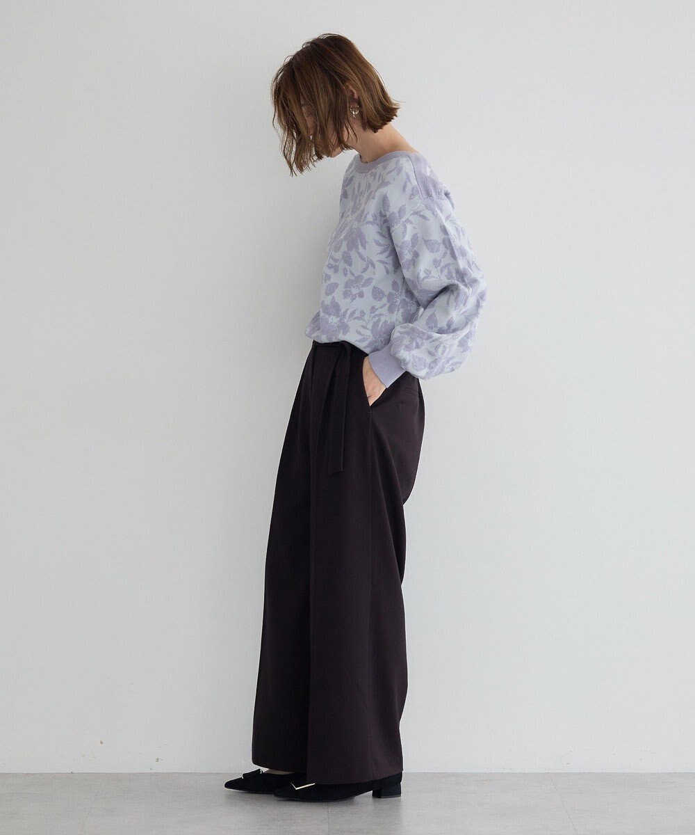 YECCA VECCA 金釦アクセントベルトワイドパンツ 