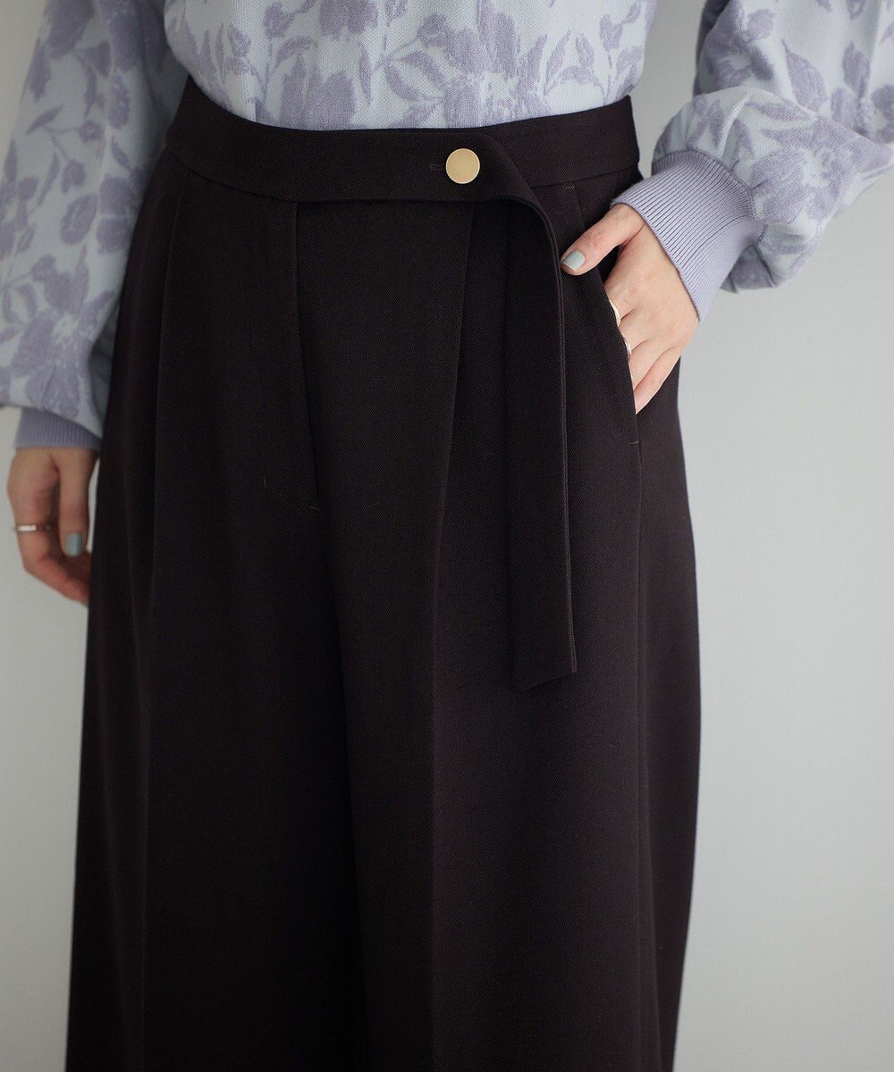 YECCA VECCA 金釦アクセントベルトワイドパンツ 