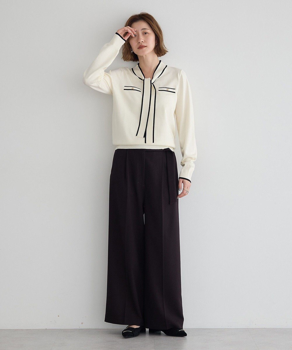 YECCA VECCA 金釦アクセントベルトワイドパンツ 