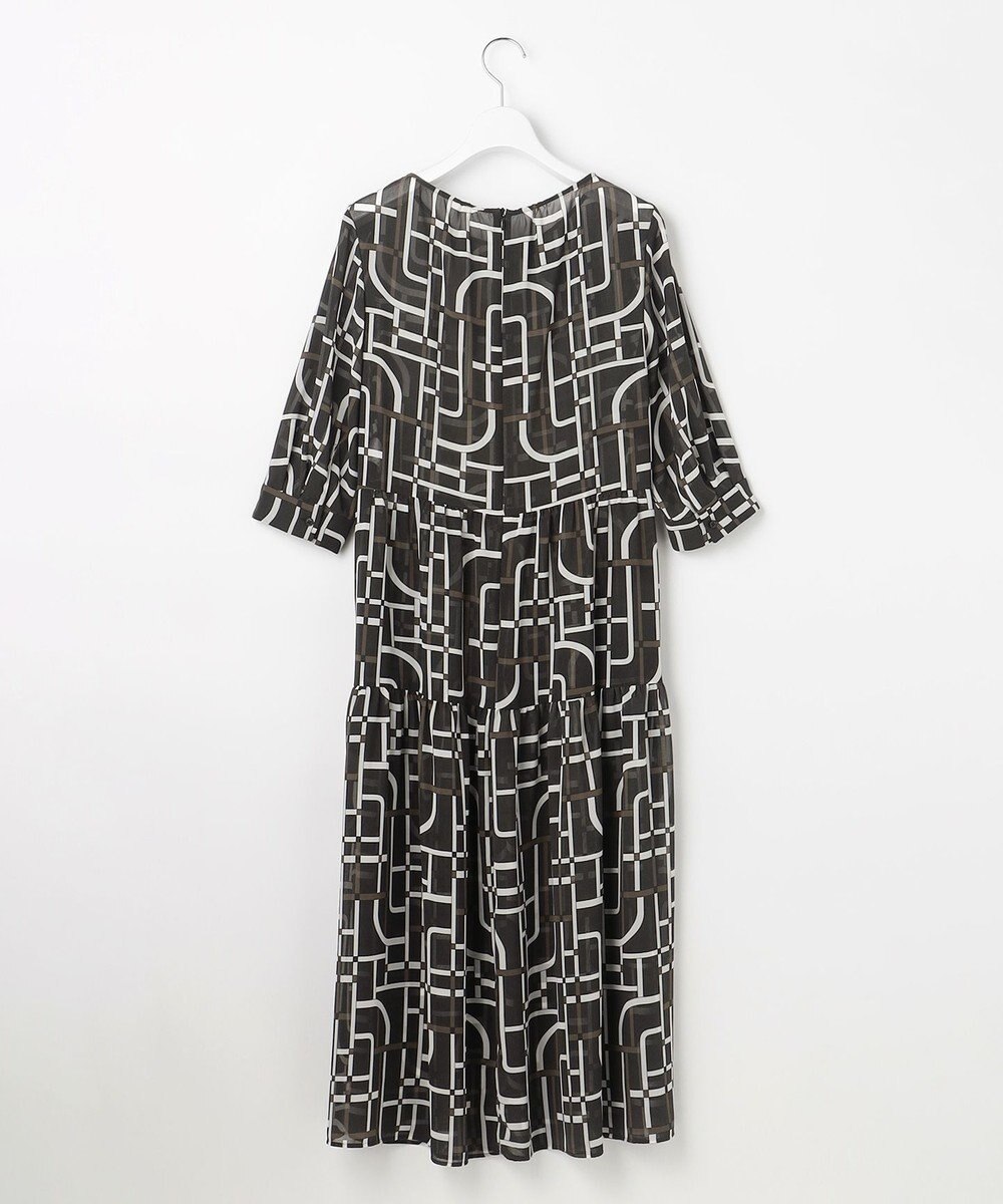 自由区 S ジオメトリックレトロプリント ワンピース 