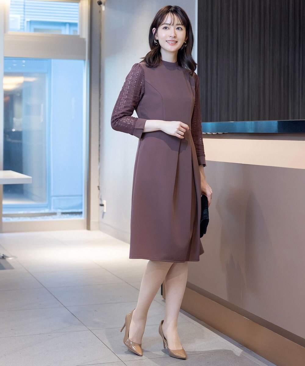 Tiaclasse L 【洗える】レーススリーブワンピース 