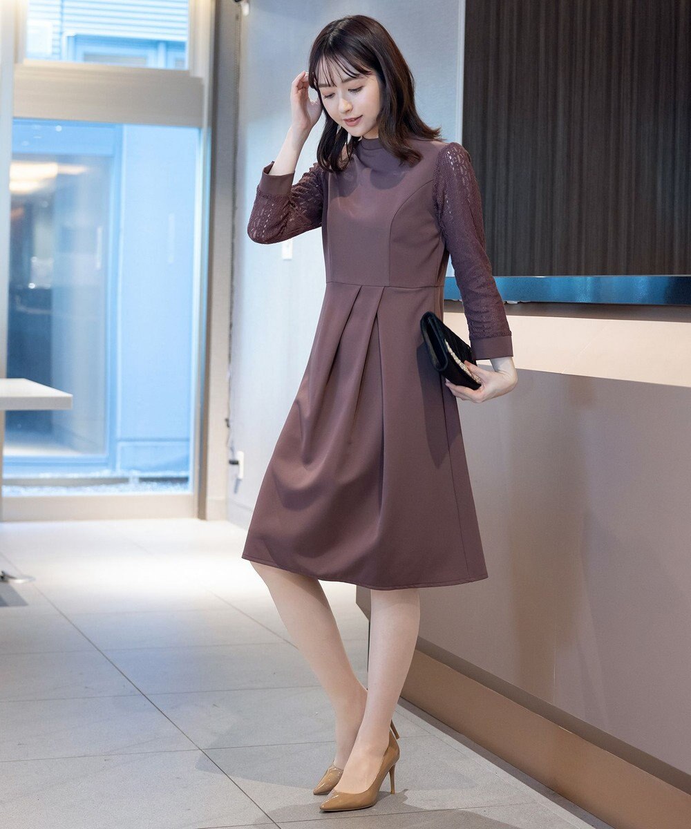 Tiaclasse L 【洗える】レーススリーブワンピース 