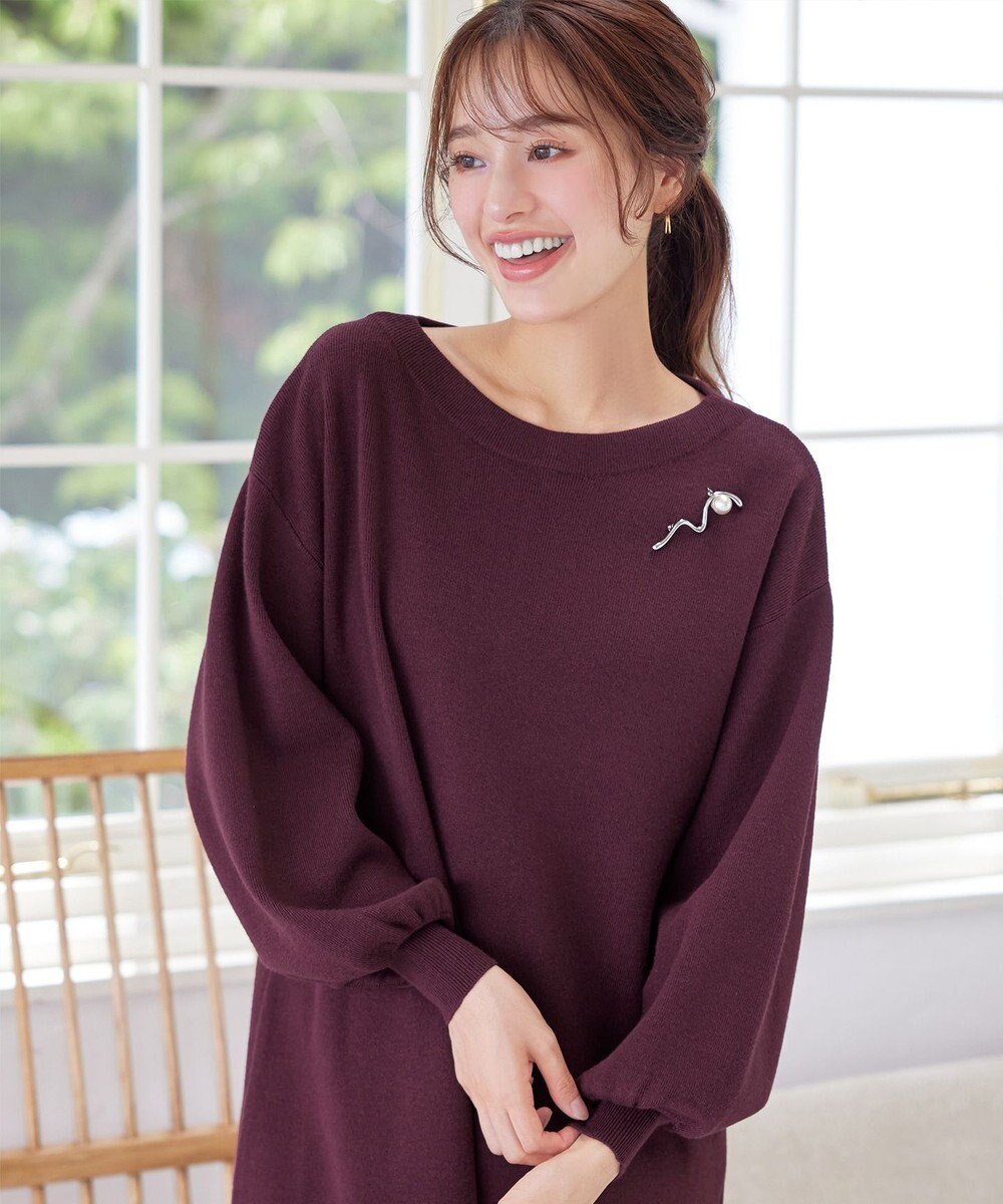 Tiaclasse L 【安田美沙子さん着用・洗える】ボリュームパフスリーブニットチュニック 