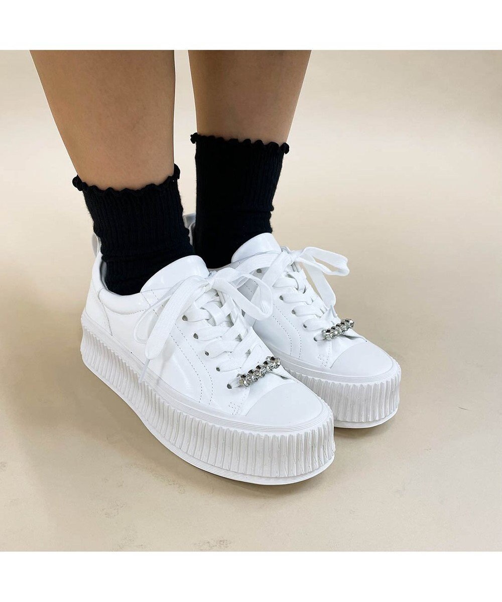 MODE ET JACOMO <noyau>ビジュー付き厚底レースアップスニーカー 