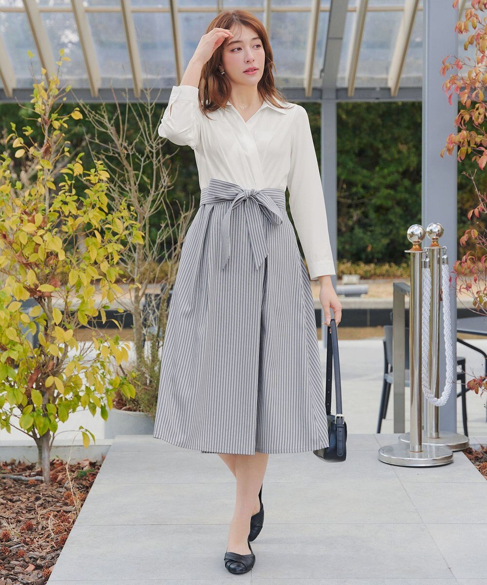 Tiaclasse カシュクールシャツワンピース 