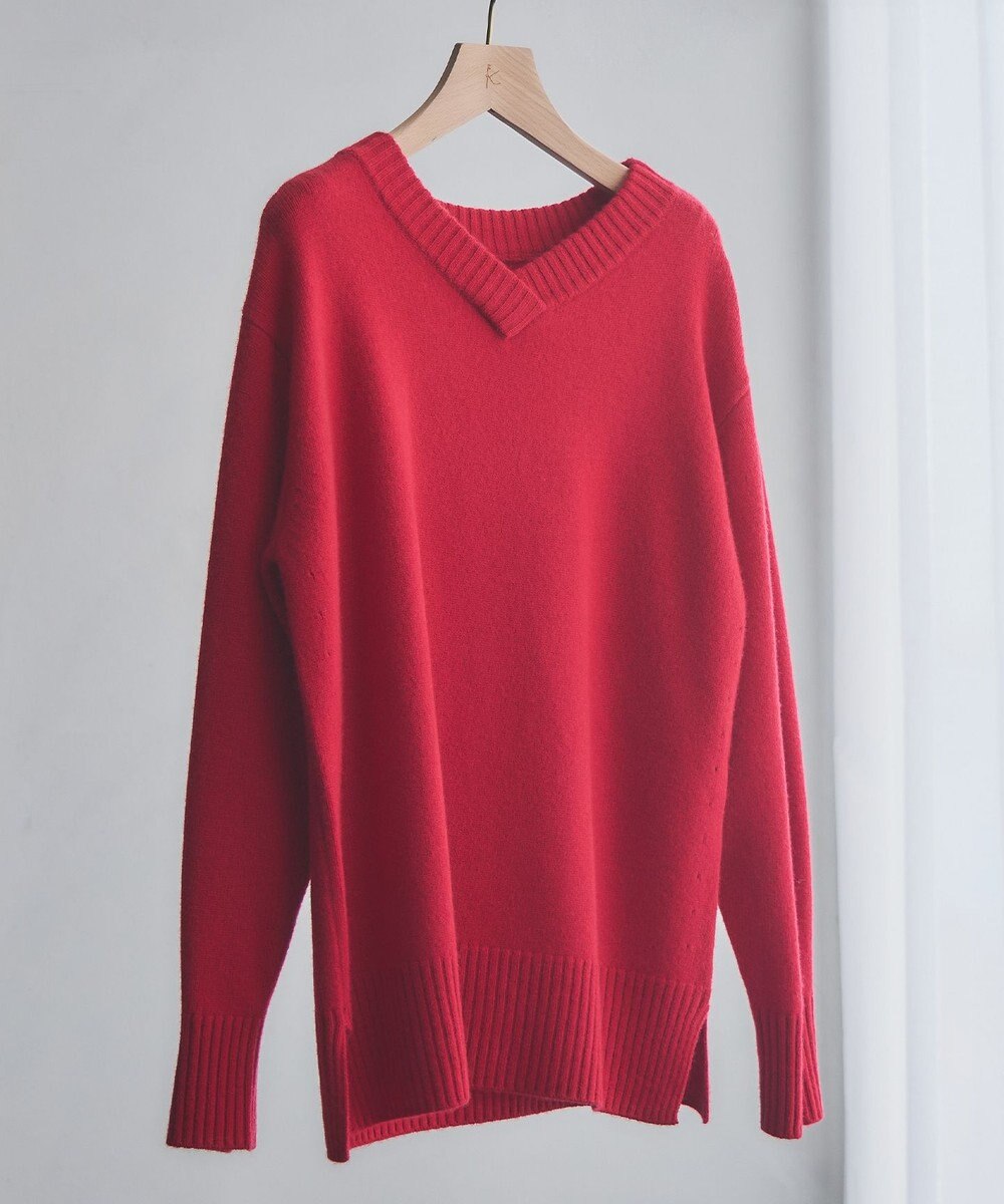 組曲 【WEB限定】ウールカシミヤミックスVネック ニット 