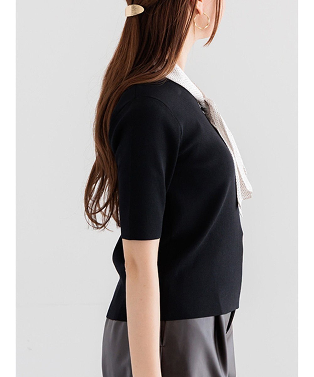 Te chichi スカーフカラーハーフスリーブニット 