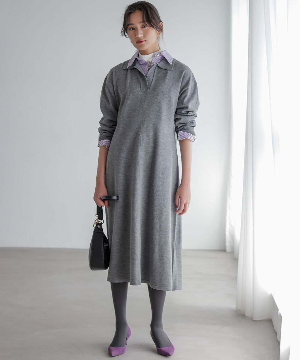 組曲 【加藤ローサさん着用】スキッパーニット ワンピース 