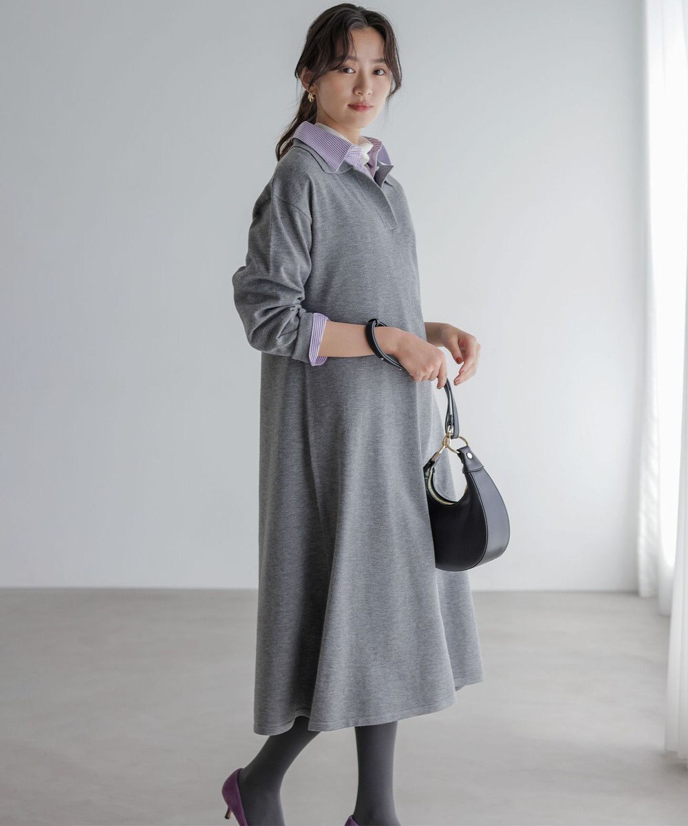 組曲 【加藤ローサさん着用】スキッパーニット ワンピース 