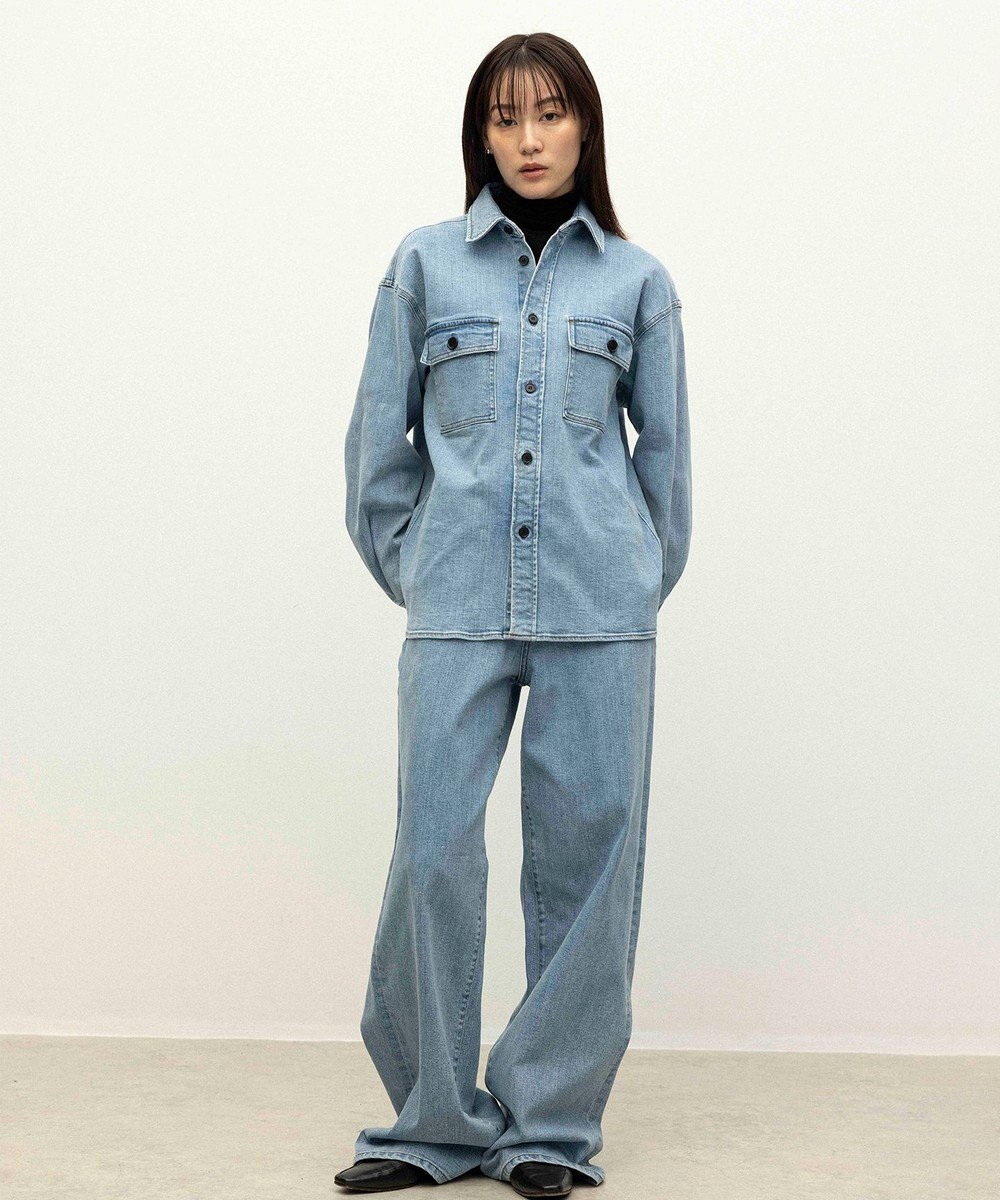 NAVE 【ReNAVE　洗える】ストレッチデニム シャツ 