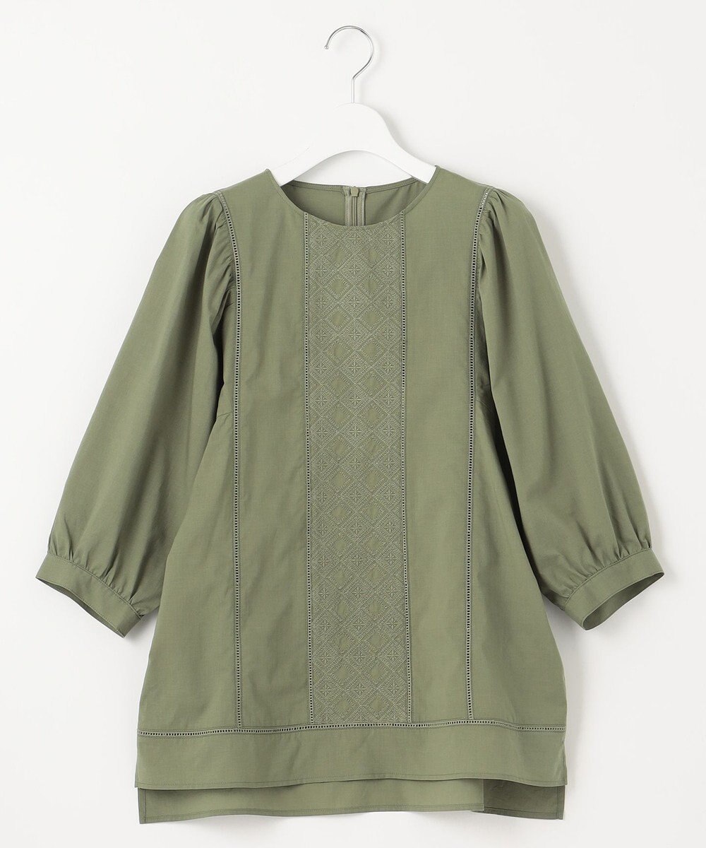 自由区 【洗える・XSサイズあり】ジオメトリックエンブロイダリー ブラウス 