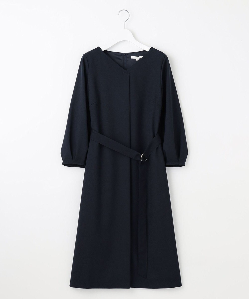 自由区 S 【洗える】ウールミックスストレッチツイル ワンピース 