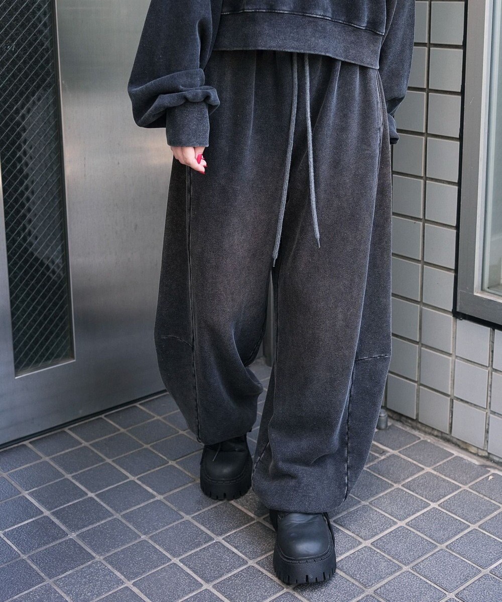 WEGO 【ウエストゴム】カーブデザインスウェットパンツ 