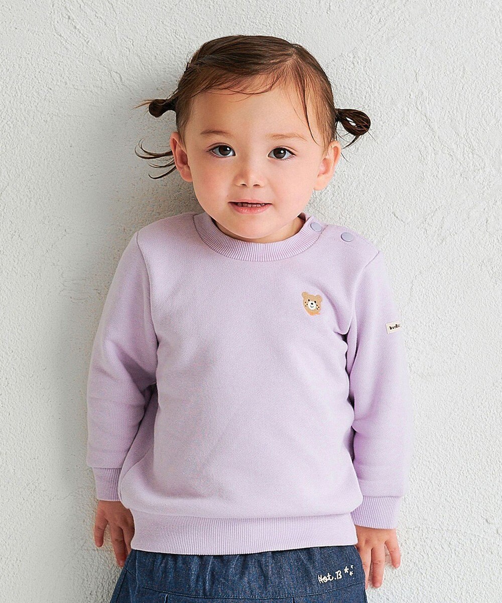 MIKI HOUSE HOT BISCUITS 【70-120cm】【Everyday Series】ワンポイント くすみカラー裏毛パイルトレーナー 